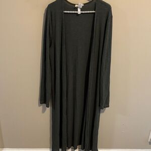 Long green Open Front Cardigan size medium